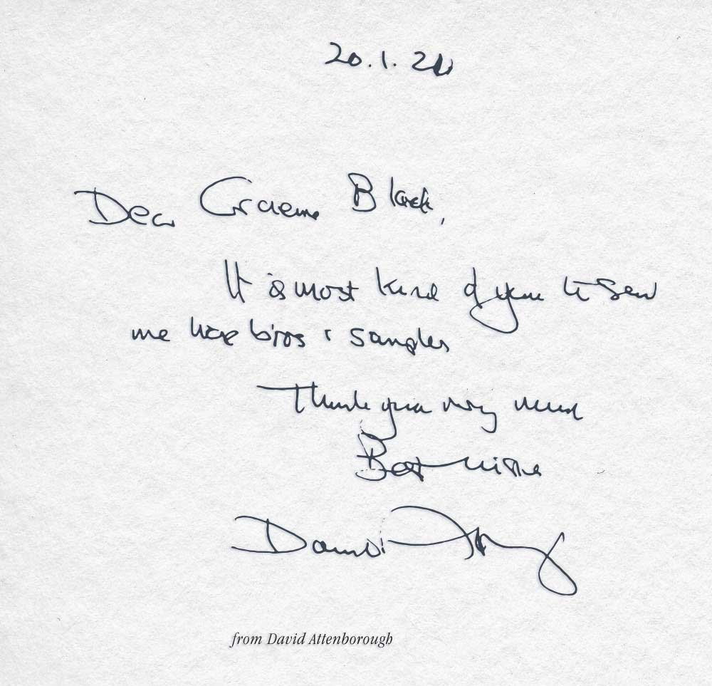 A thank you letter from Sir David Attenborough.